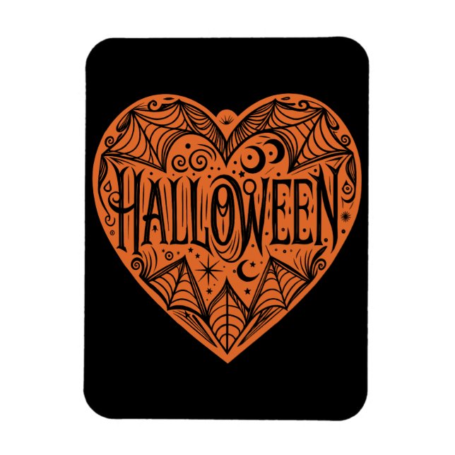 Ímã Halloween Heart, Orange Heart Shape, Holiday (Vertical)