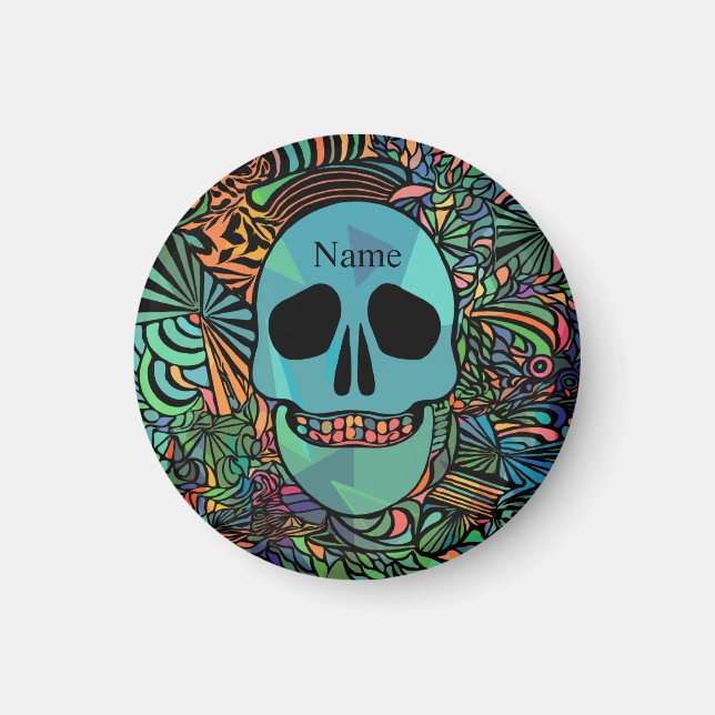 Imã Halloween Hippie Skull Thunder_Cove (Frente)