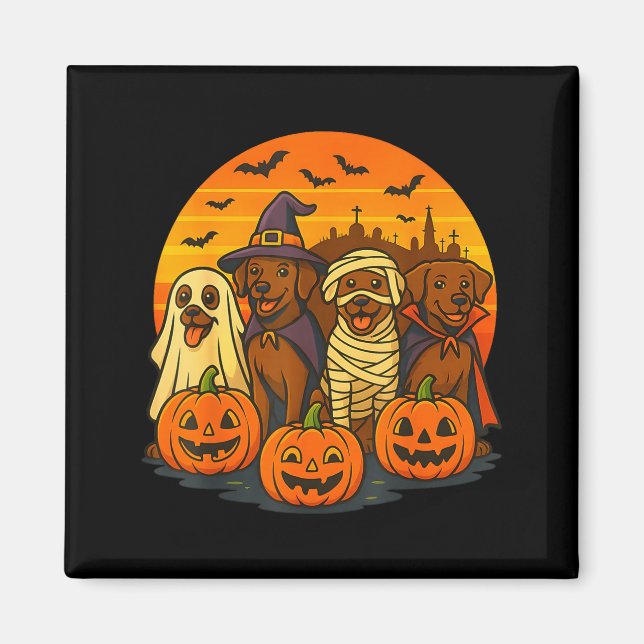 Imã Halloween labrador marrom fantasma assustador choc (Frente)