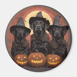 Imã Halloween Labrador Retriever Cachorros Bruxos
