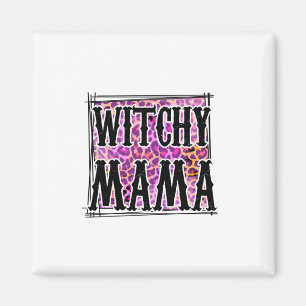 Imã Halloween Leopard Witchy Mama Aniversário