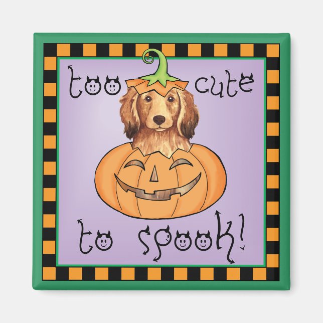 Imã Halloween Longhaired Dachshund (Frente)