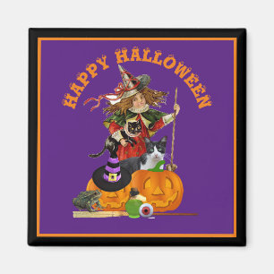 Imã Halloween mágico com bruxas, Feriado Roxo