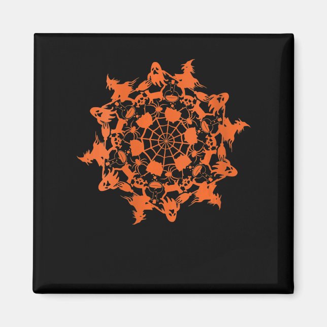 Imã Halloween Mandala Spider Witch Ghost Skull Gift (Frente)