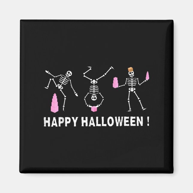 Imã Halloween Montessori Teacher Skeleton Dancing Educ (Frente)