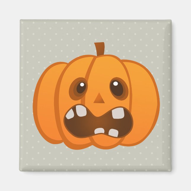 Imã Halloween Orange Pumpkin Jack-o'-lantern (Frente)