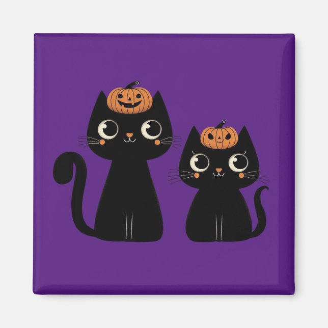 Imã Halloween/outono/Outono/Abóbora/gato (Frente)