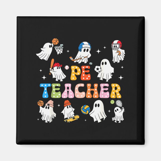 Imã Halloween Pe Teacher Ghost Playing Sports Physical (Frente)
