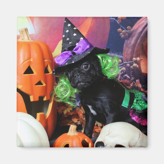 Imã Halloween - Pug - Daisy Mae (Frente)
