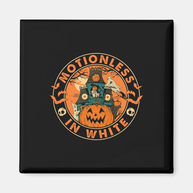 Imã Halloween Pumpkin Assustador Moções De Branco (Frente)