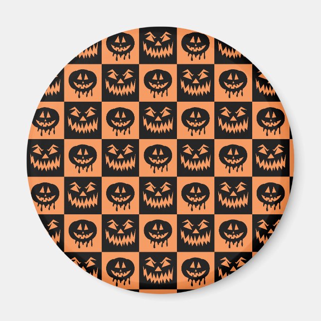 Imã Halloween Pumpkin Face Ghost Spooky Patterno (Frente)