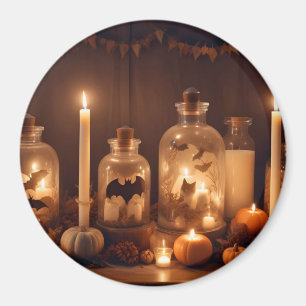 Imã Halloween Pumpkins Bats Cute Spooky Magia Festiva