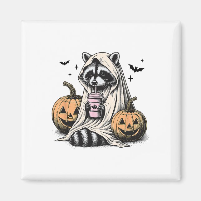 Imã Halloween Raccoon Ghost (Frente)