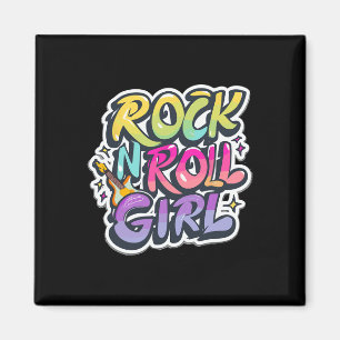 Imã Halloween Rock N Roll Girl Retro Costume Grafite