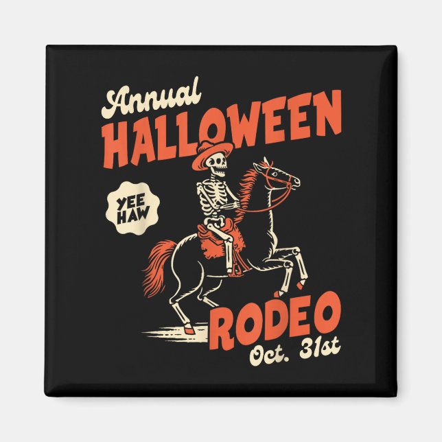 Imã Halloween Rodeo Horse Western Cowboy Fall Autumn S (Frente)