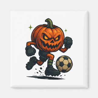Imã Halloween Scary Pumpkin Showing Soccer Skills Spoo