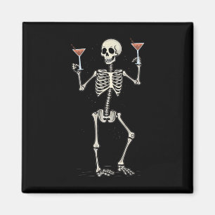 Imã Halloween Skeleton Bebendo Manhattan Tail