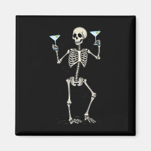 Imã Halloween Skeleton Bebendo Martini Tail