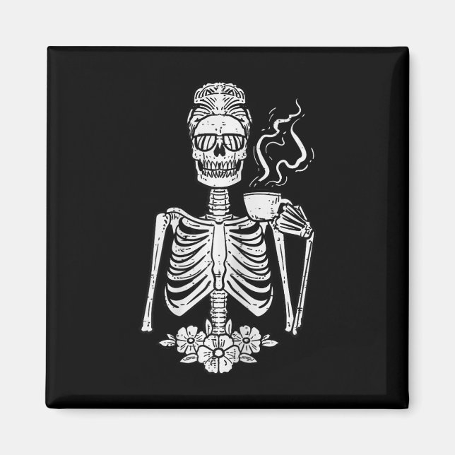 Imã Halloween Skeleton Café Engraçado Costume Mãe Mulh (Frente)