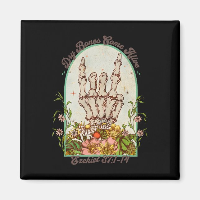 Imã Halloween Skeleton Dry Bones vem com Bíblia viva (Frente)