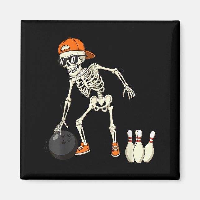 Imã Halloween Skeleton Funny Bowling Lovers For Teens  (Frente)