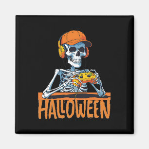 Imã Halloween Skeleton Gamer Jogos Engraçados