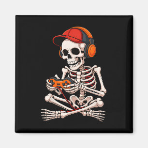 Imã Halloween Skeleton Gamer Jogos Engraçados