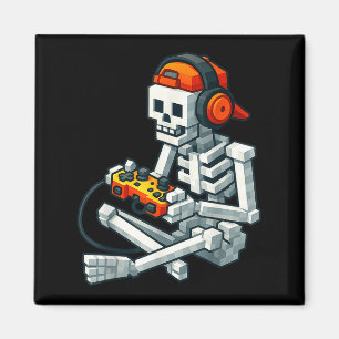 Imã Halloween Skeleton Gamer Pixel Video Gaming Boys M
