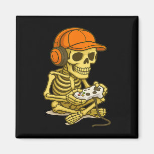Imã Halloween Skeleton Gamer Video Gaming Boys Men Kid