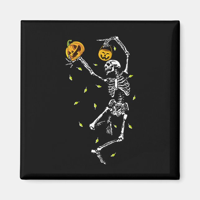 Imã Halloween Skeleton Men Women Dance Skeleton Pumpk (Frente)