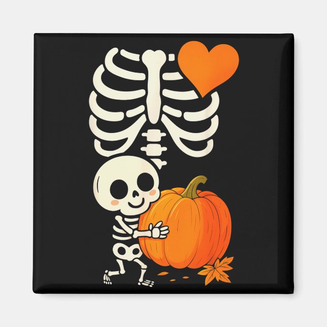 Imã Halloween Skeleton Pregnancy Announcement Soky Mom (Frente)