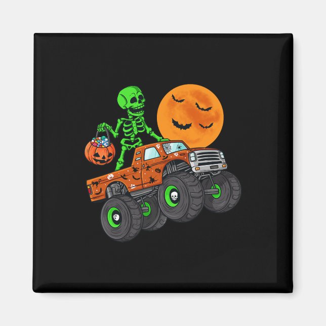Imã Halloween Skeleton Riding Monster Truck Toddler Bo (Frente)