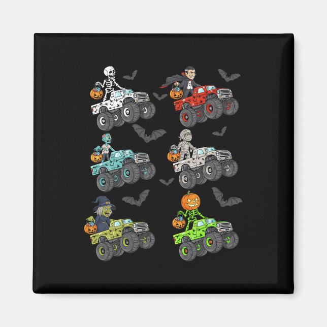 Imã Halloween Skeleton Zombie Andando Monster Truck Va (Frente)