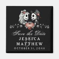 Halloween Skeletons Black Heart Save the Date