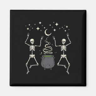 Imã Halloween Skeletons Dance Witch Cauldron Costume W
