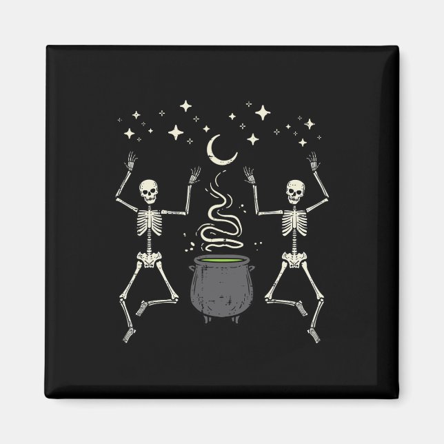 Imã Halloween Skeletons Dance Witch Cauldron Costume W (Frente)