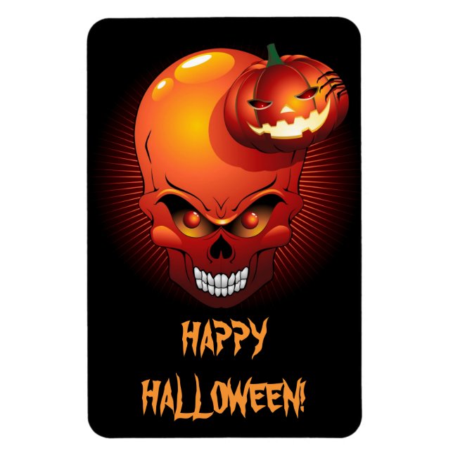 Ímã Halloween Skull e Pumpkin Premium Flexi Magnet (Vertical)
