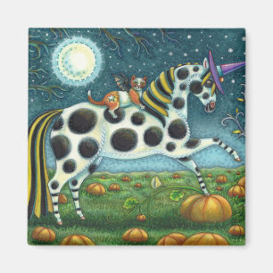 Imã HALLOWEEN SPONTTED PONY & BAT CAT Whimsical
