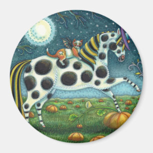 Imã HALLOWEEN SPONTTED PONY & BAT CAT Whimsical Horse