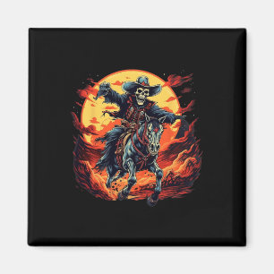 Imã Halloween Spookey Skeleton Cowboy Rodeo Hors