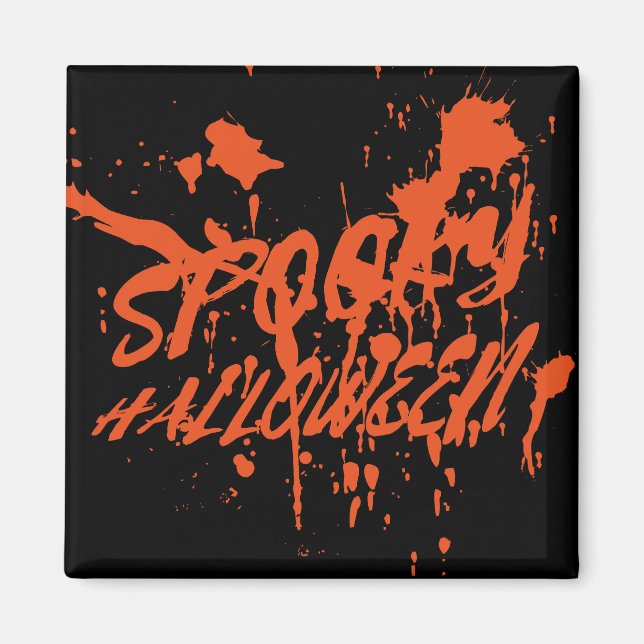 Imã Halloween Spooky Splash Retro Red Orange Horror (Frente)