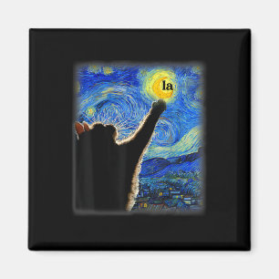 Imã Halloween Starry Night Black Cat Comma La Kamala