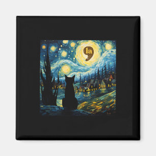 Imã Halloween Starry Night Black Cat Comma La Kamala H