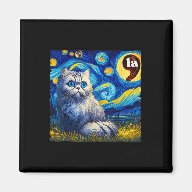 Imã Halloween Starry Night Black Cat Comma La Kamala H (Frente)