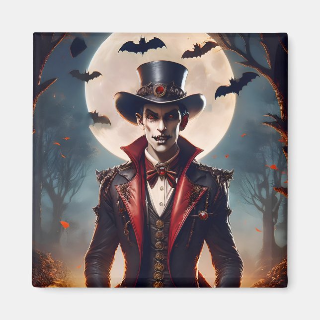 Imã Halloween Steampunk Gótico Zumbi Vampiro (Frente)