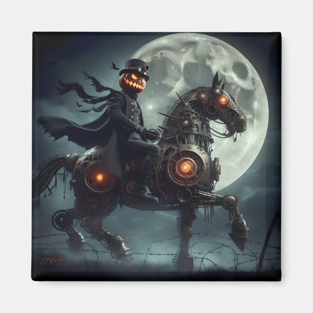 Imã Halloween Steampunk Headless Horseman (Frente)
