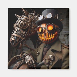 Imã Halloween Steampunk Jack-O-Lantern Horseman