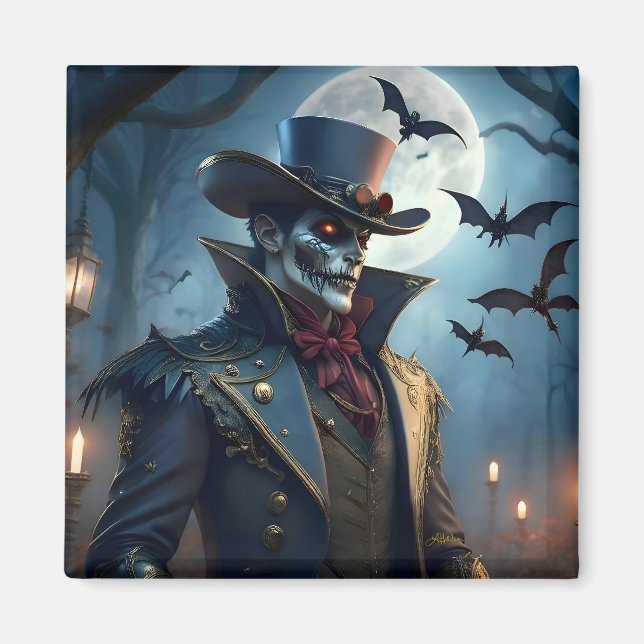 Imã Halloween Steampunk Southern Gothic Zumbi (Frente)