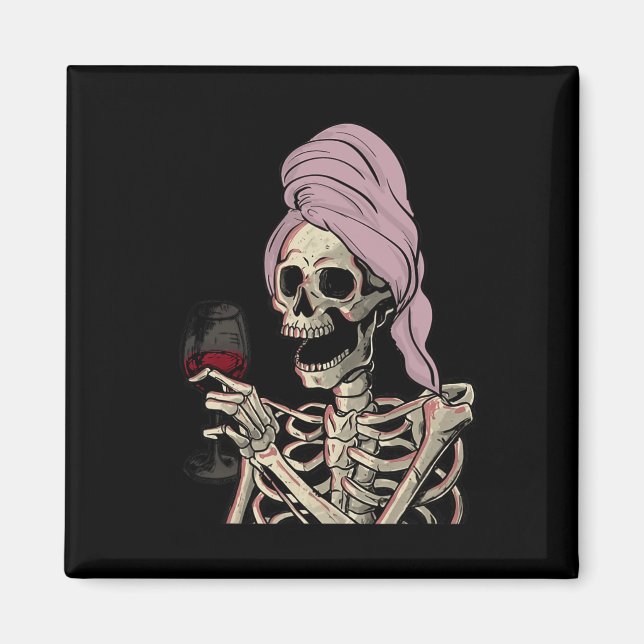 Imã Halloween Theme Skeleton Wine (Frente)