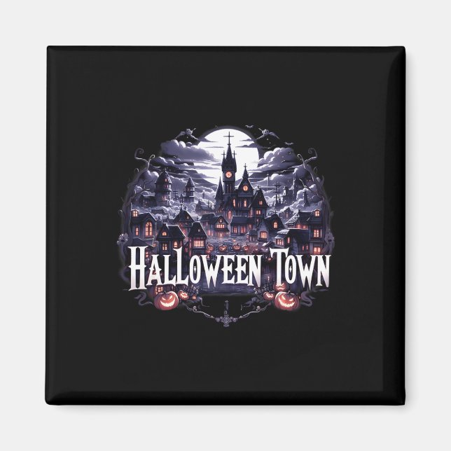 Imã Halloween Town Skeleton Ghost Pumpkin Halloween (Frente)